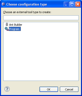 Screenshot of Eclipse's "Properties" dialog after "New..." is pressed