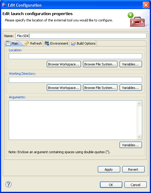 Screenshot of Eclipse's "Edit Launch Configuration Properties" dialog