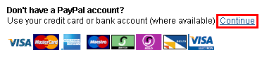 Screenshot of PayPal's "Create a PayPal Account" link